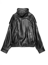 Womens Retro Pebbled Leather Jacket