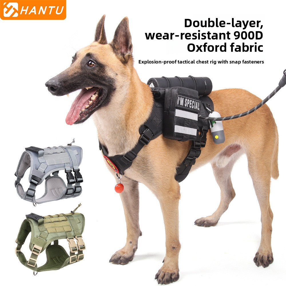 Water-Resistant Oxford Dog Tactical Vest Reflective Adjustable Chest Strap for Medium and Large Dogs