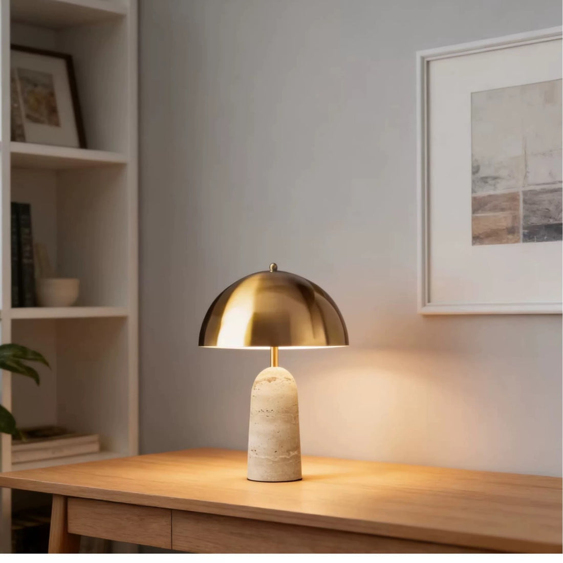 Nordic-style marble base metal mushroom floor lamp