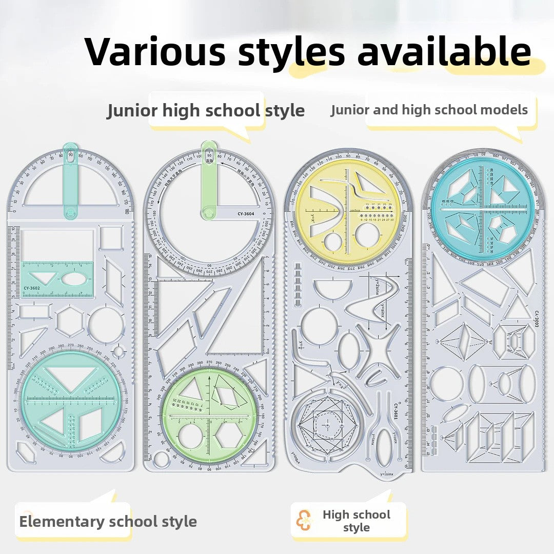 Multifunctional Movable Angle Geometric Drawing Ruler Soft Plastic Math Set for Students