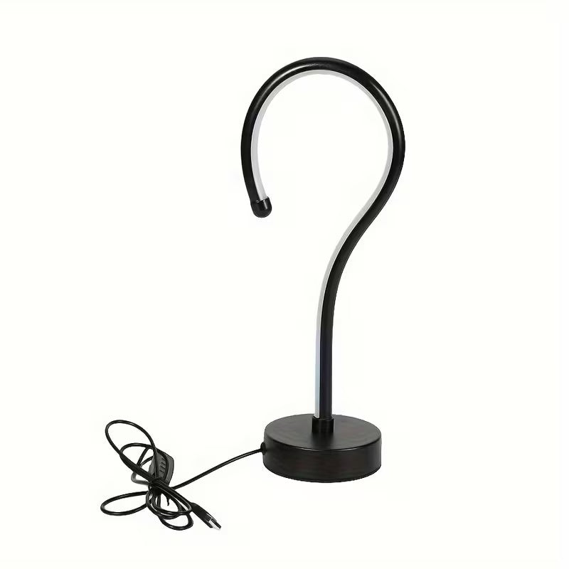 Single black question mark LED lamp with USB cable