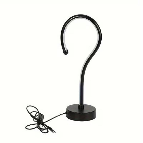 Single black question mark LED lamp with USB cable