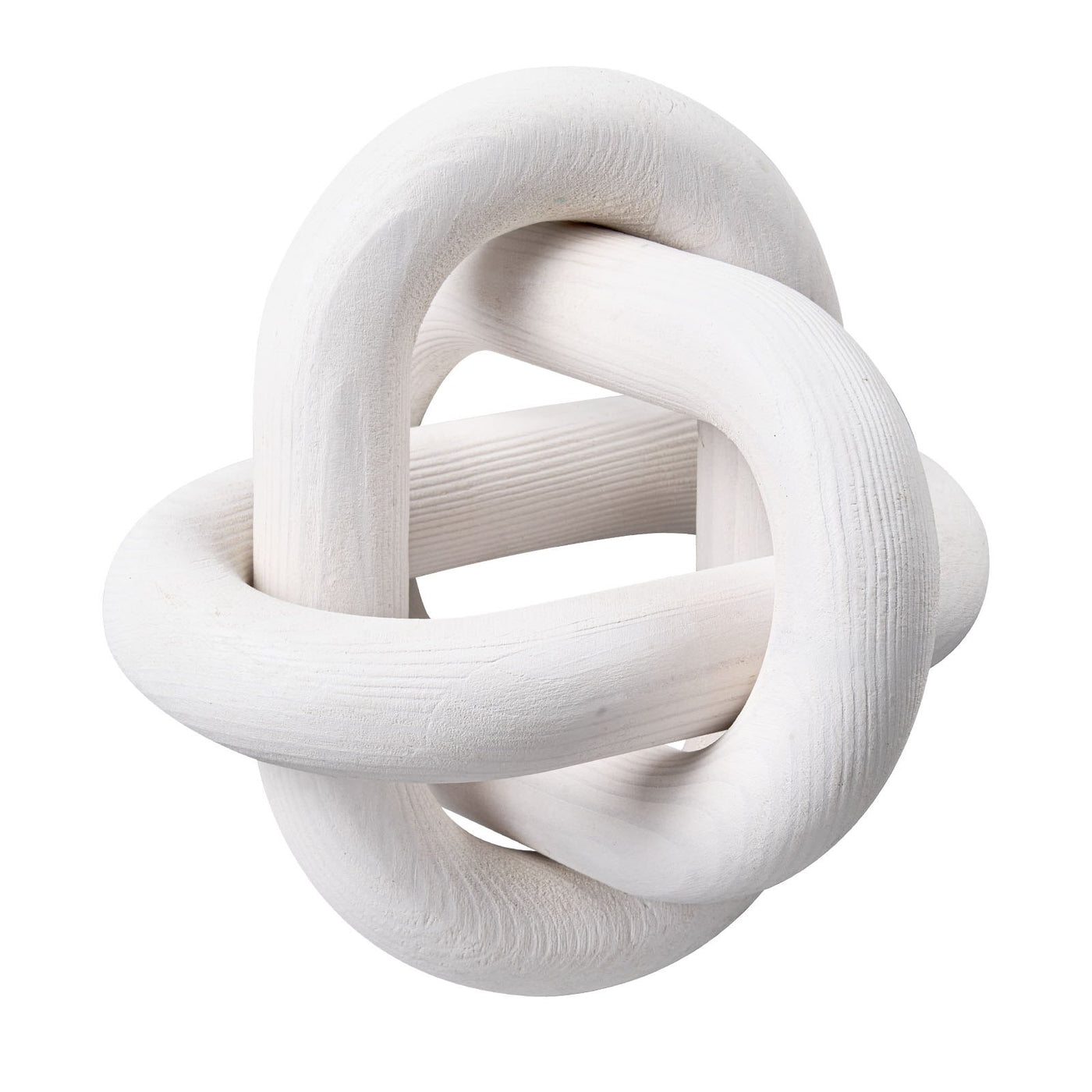 Wood chain link decor on an open shelf