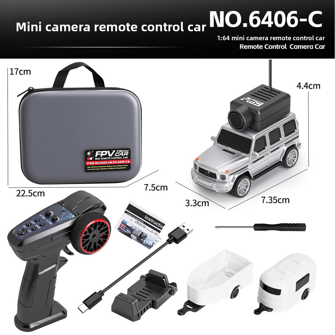 1:64 mini remote control car, silver, standard