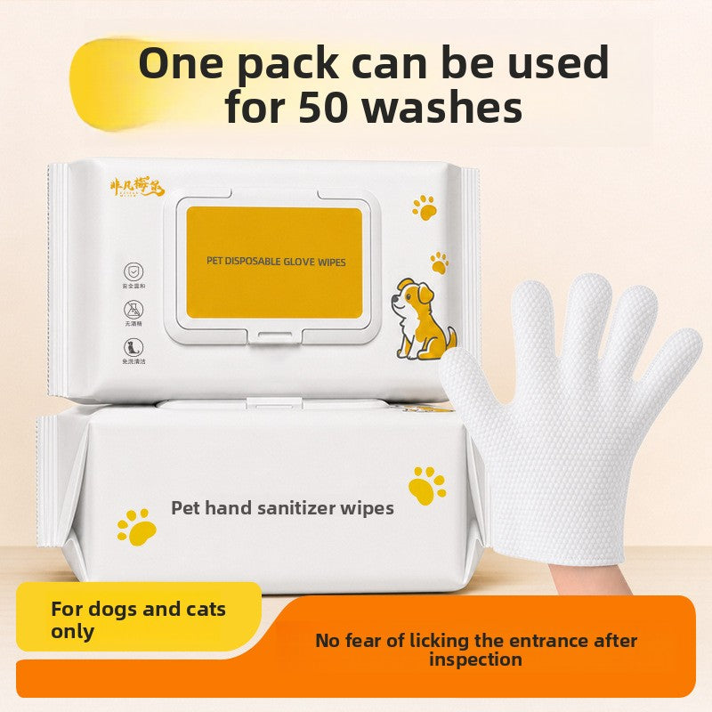 50-Piece Pet Waterless Deodorizing Bathing Gloves