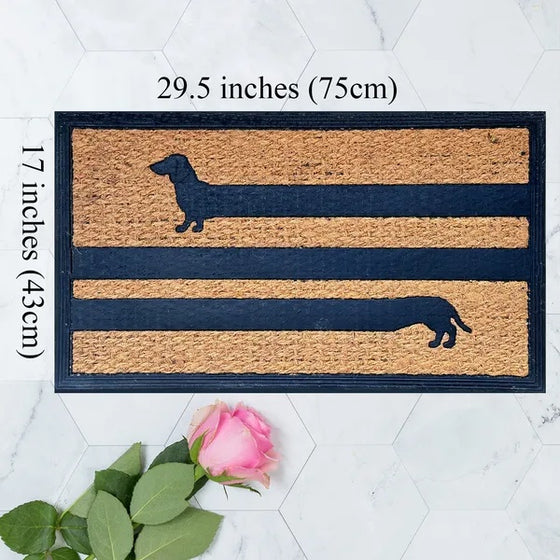 Dachshund coir doormat dimensions 29.5 x 17 inches (75 x 43 cm)