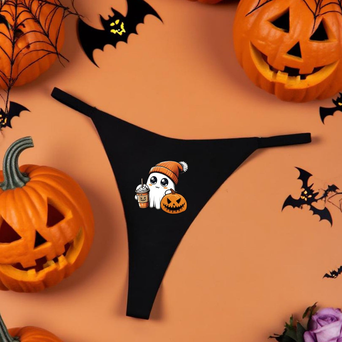 Halloween Printed Ladies Thong V-Shape Waist Quick-Dry