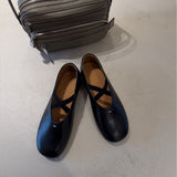 Vintage Cross-Strap Ballet Flat Shoes