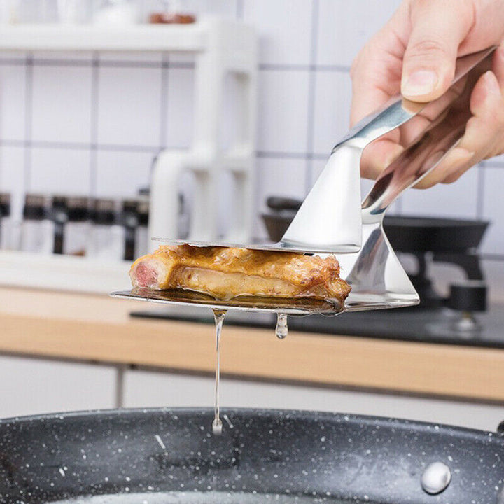 Stainless steel tongs anti-slip handle close-up