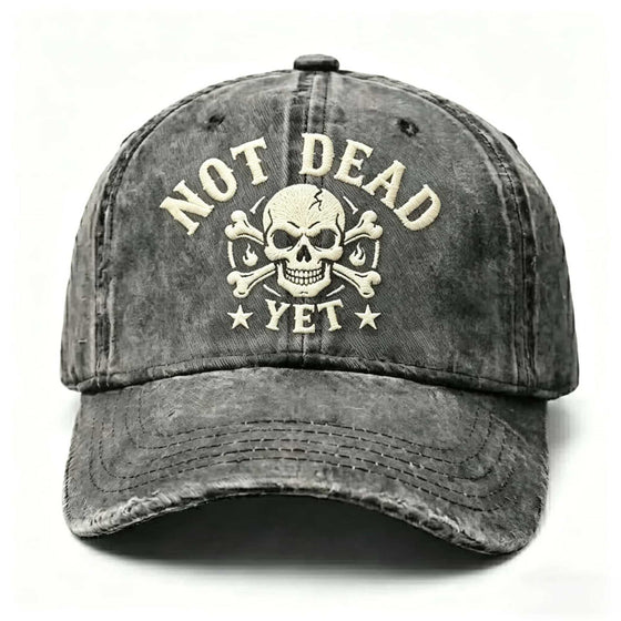 Vintage Washed Cotton Baseball Cap with Skull Embroidery