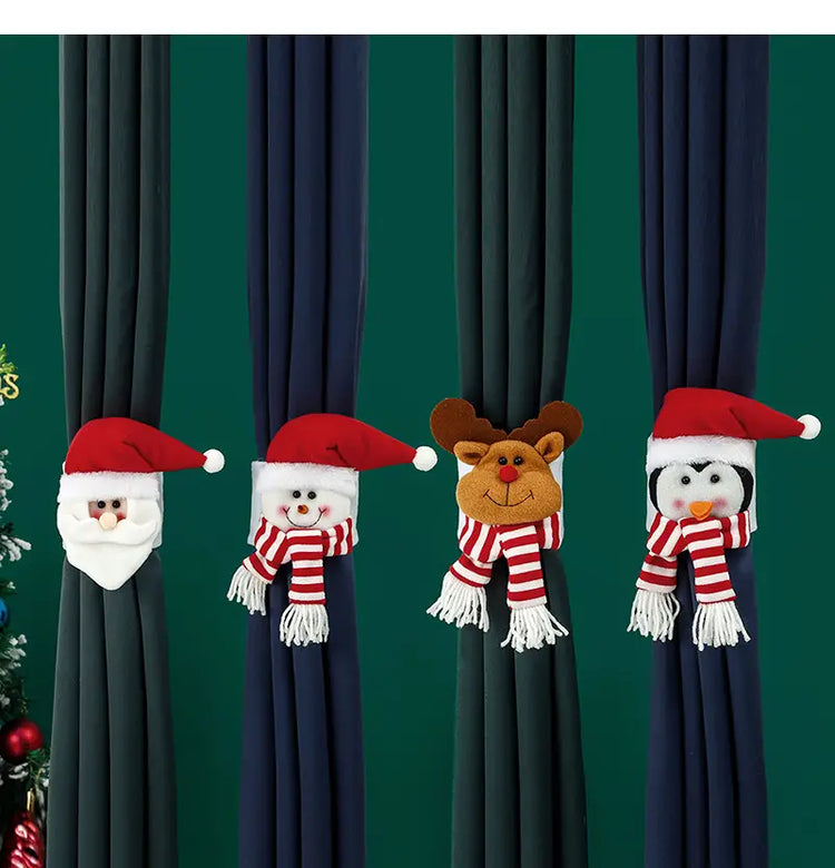 Christmas Curtain Buckle Set: Santa, Snowman, Reindeer, Penguin - Image 7
