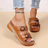 Platform Round Toe Slip-On Slippers