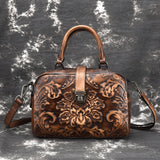 Vintage top-grain leather crossbody bag front view
