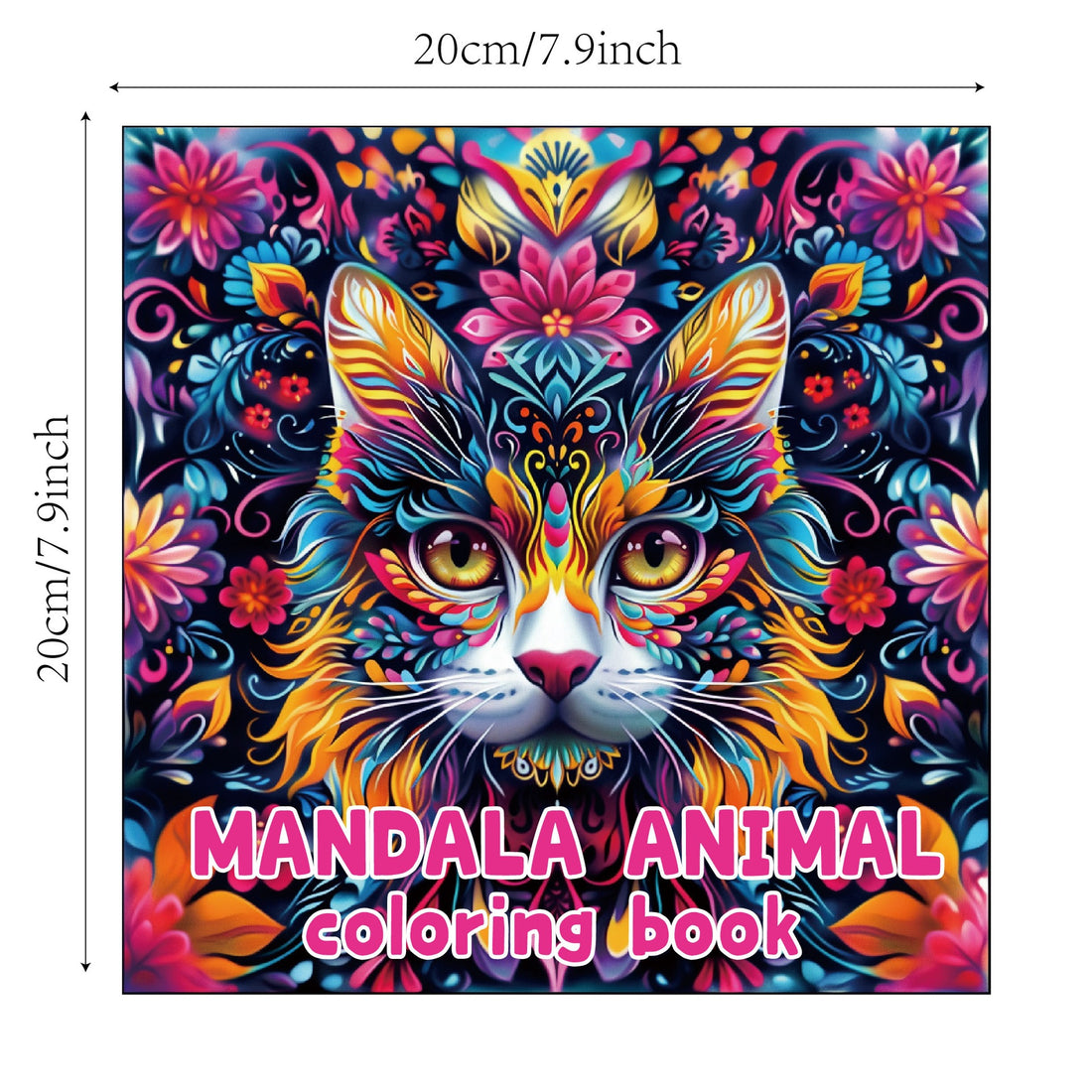 Square adult coloring book with mandala and fantasy designs, photo 5