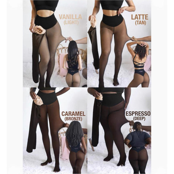 Women's fleece-lined sheer-look tights with feet, photo 3