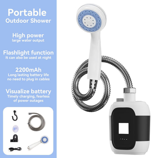Portable Outdoor Shower with LED Light and Booster Pump