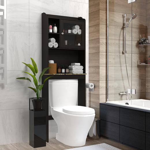 Modern Over Toilet Wood Storage Cabinet Espresso Bathroom