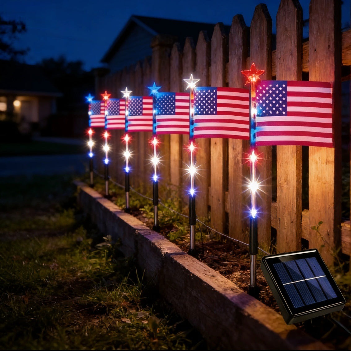 Solar American Flag Ground Stake Light