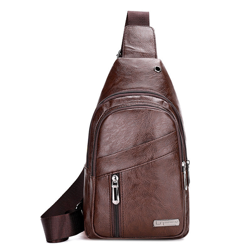 Mens PU Leather Crossbody Chest Bag