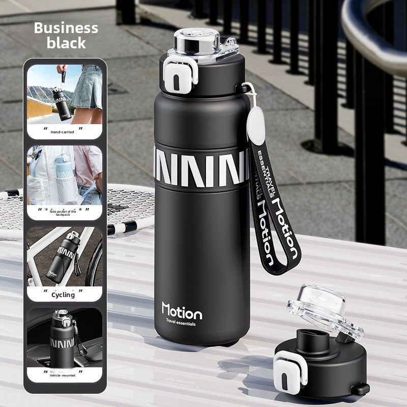 Stainless Steel Double Drink Thermos Cup with Carry Rope