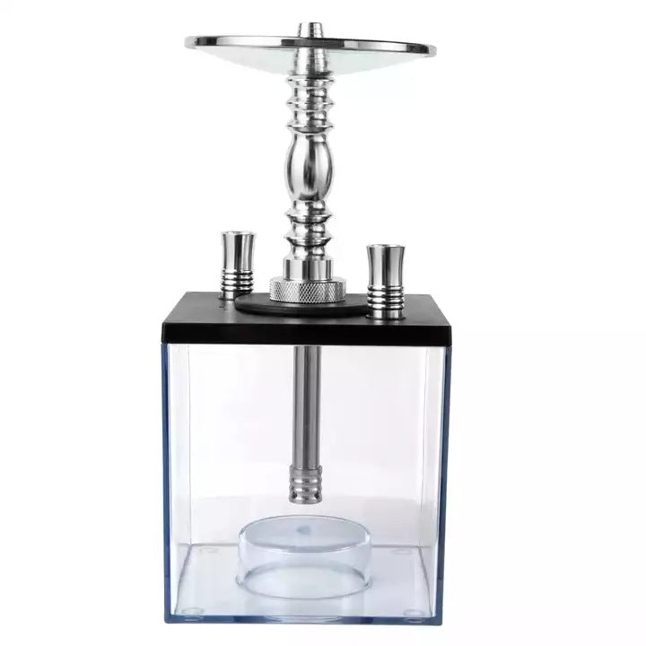 Double Leather Tube Square Spot Cube Acrylic Hookah