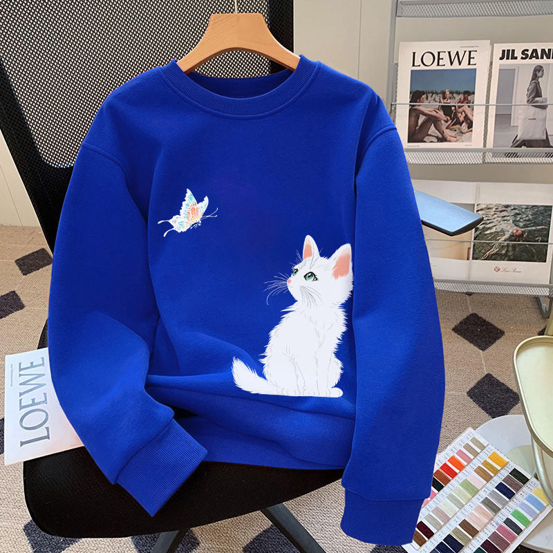 Loose silhouette cat print long sleeve sweatshirt, photo 7