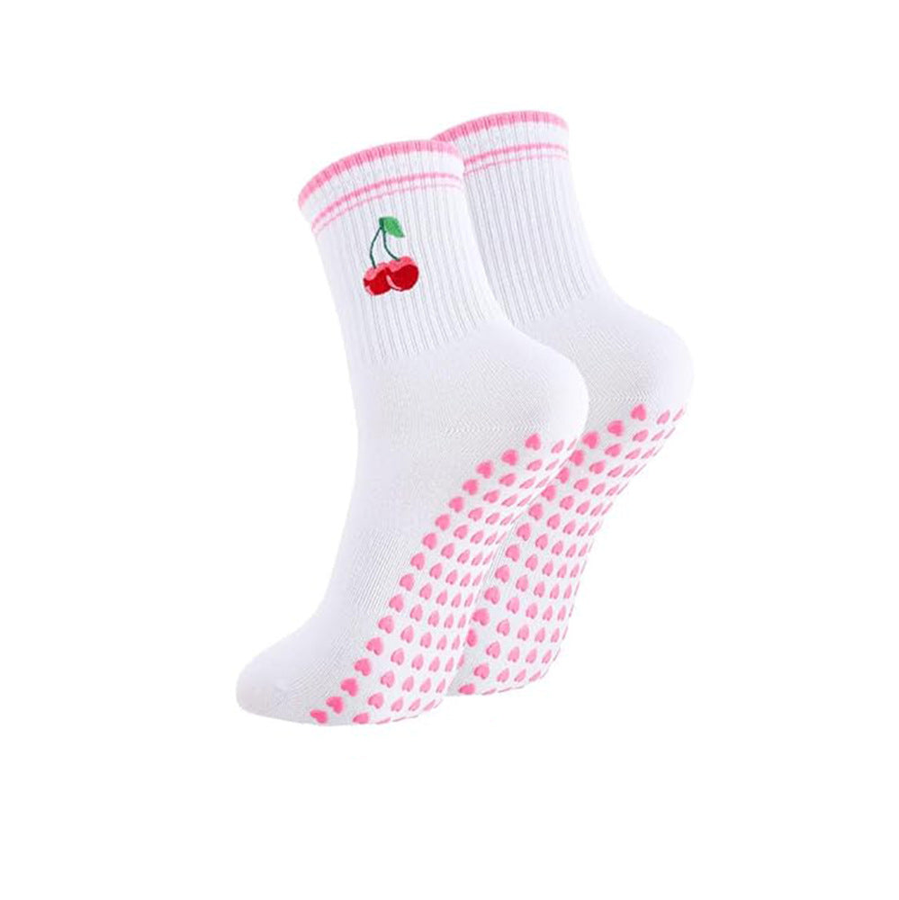 Womens Yoga Socks Anti-Slip Fitness Mid-Tube Socks