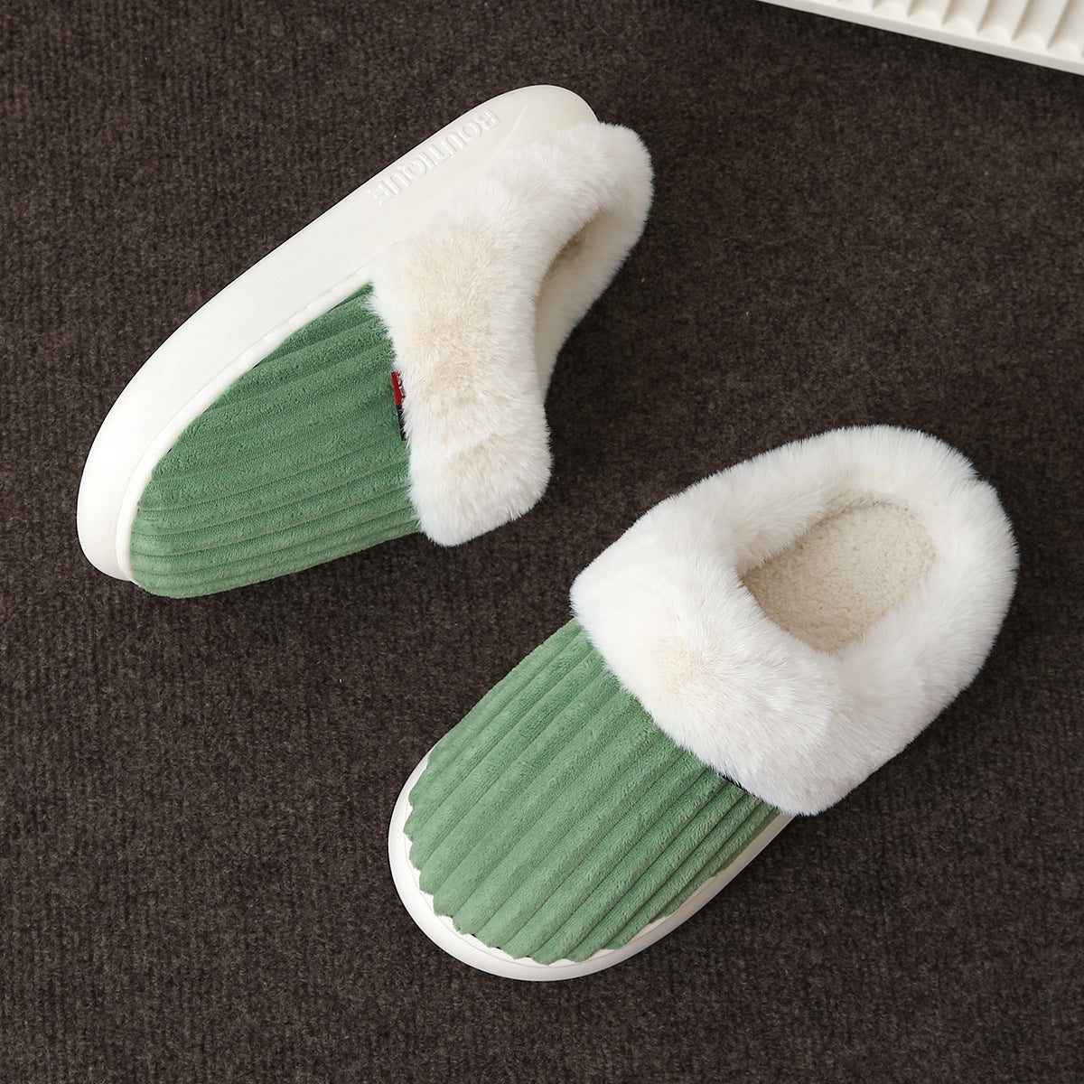 Plush Indoor Slippers with Fur Lining