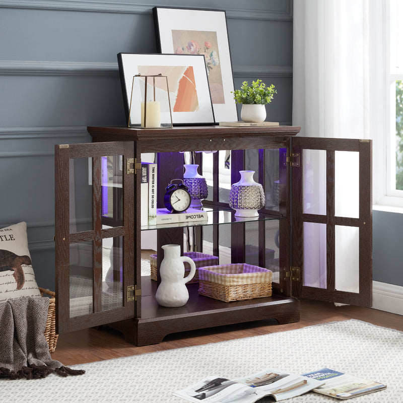 LED Curio Display Cabinet with Adjustable Shelves Retro