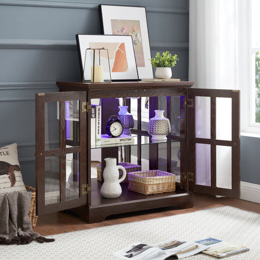 LED Curio Display Cabinet with Adjustable Shelves Retro