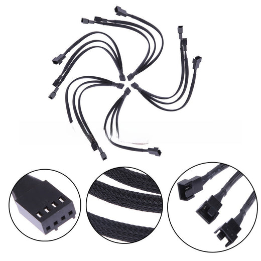 4PIN PWM Fan Splitter Cable 1 to 3 with Snakeskin Sleeve