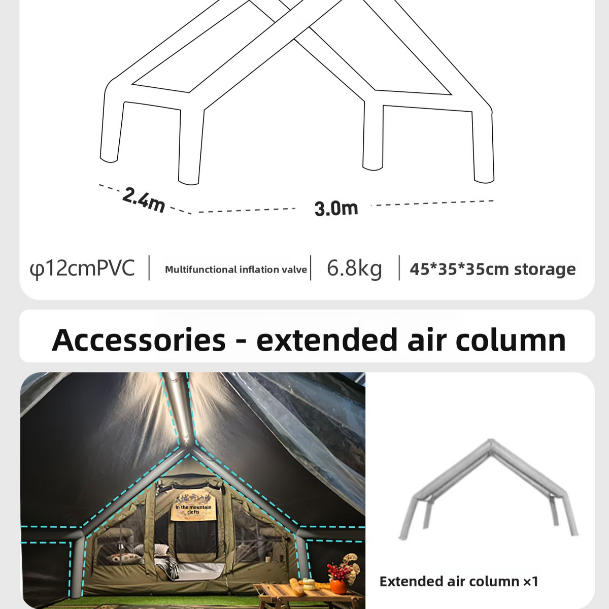 Inflatable Outdoor Camping Tent with Vestibule