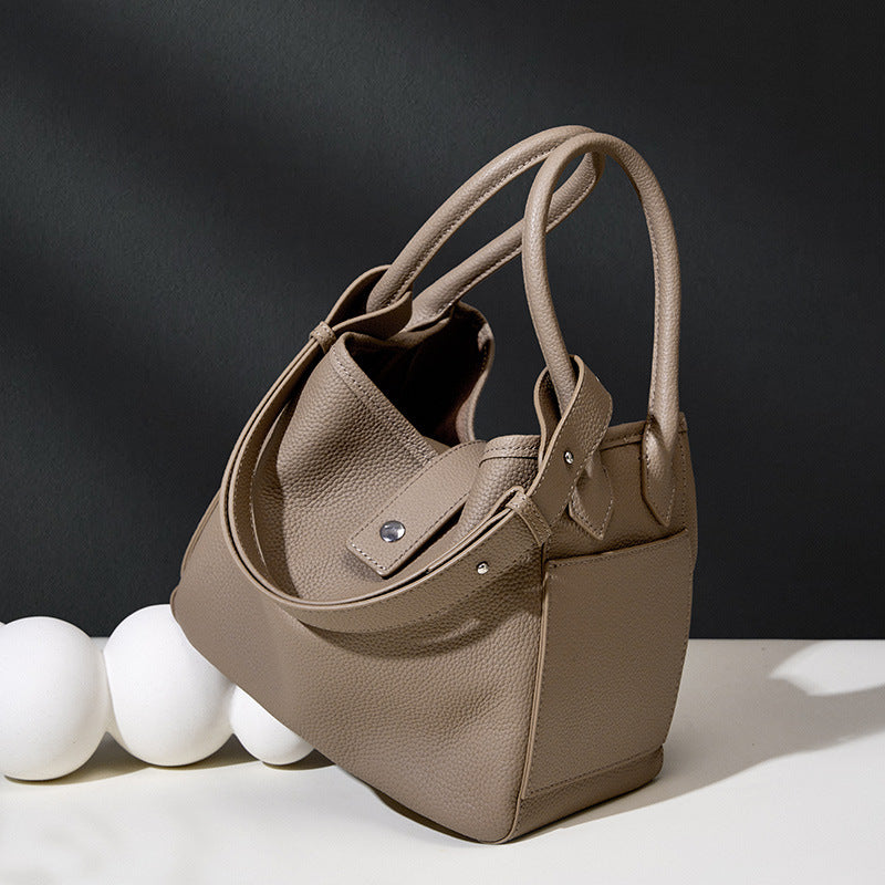 Genuine Leather Bucket Bag for Women