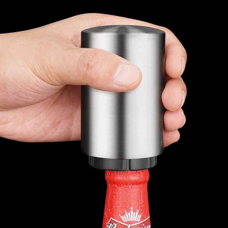 Automatic bottle opener in a metallic finish, photo 2