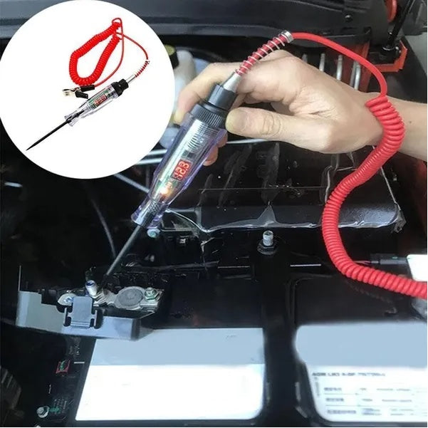 Circuit tester checking wiring under a dashboard