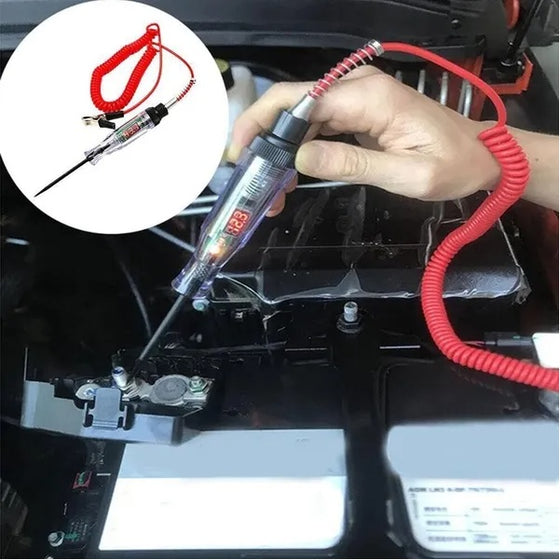 Circuit tester checking wiring under a dashboard