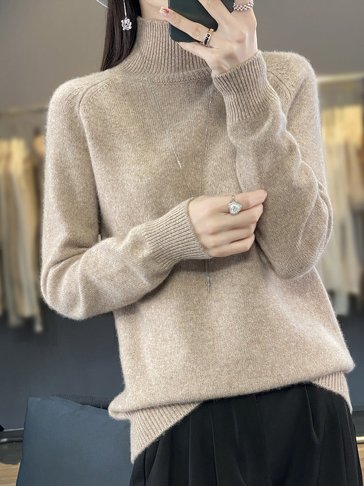 Solid Color Pullover Knit Sweater for Women Long Sleeve Loose Fit Viscose Soft Top