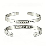 Engraved C-Shape Stainless Steel Bracelet