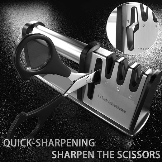 Kitchen scissor sharpening slot close-up