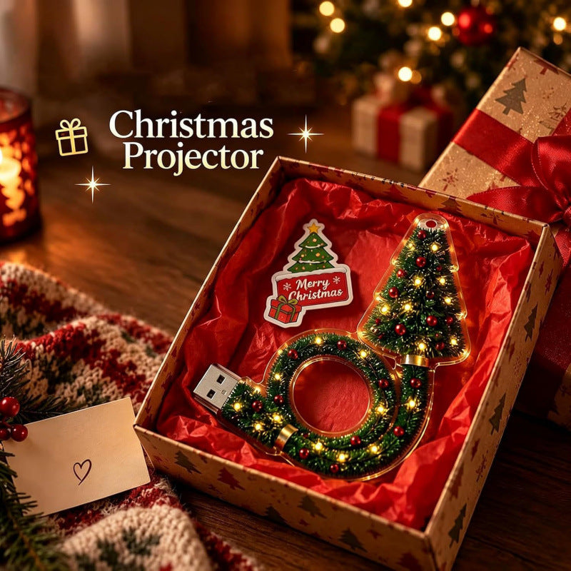 6 Scene USB Christmas Projection Light with Snowflake and Tree Patterns for Holiday Decoration