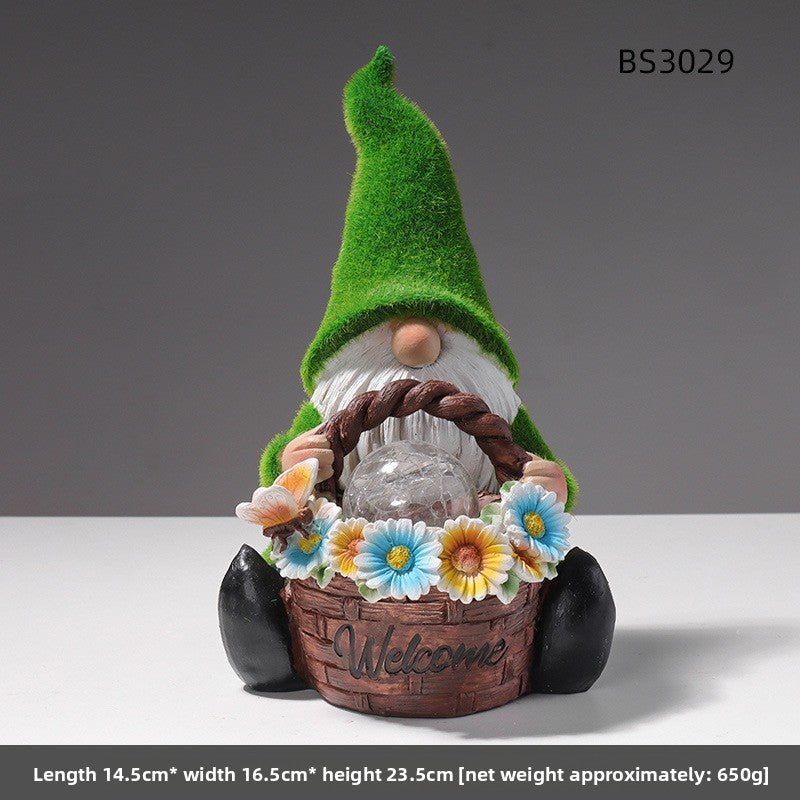Solar LED Garden Ornament with Flocked Resin Finish