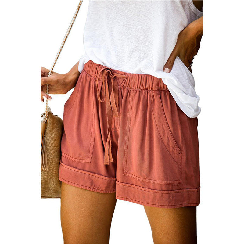 Women's high waist tie front wide leg woven shorts, photo 5
