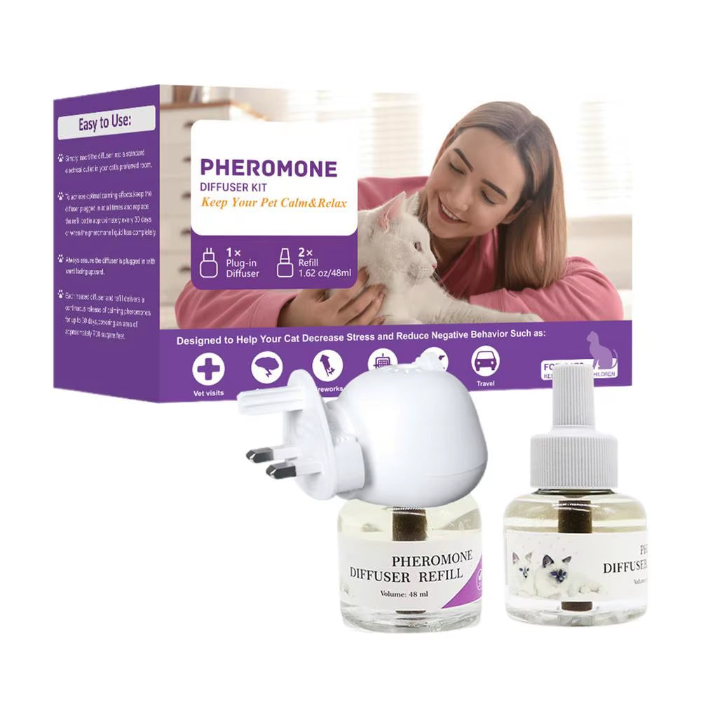 Long-Lasting Cat Pheromone Diffuser Pheromone Diffuser to Calm Pets Quiet Comfort Supplies Stress Plug for Travel Kitten