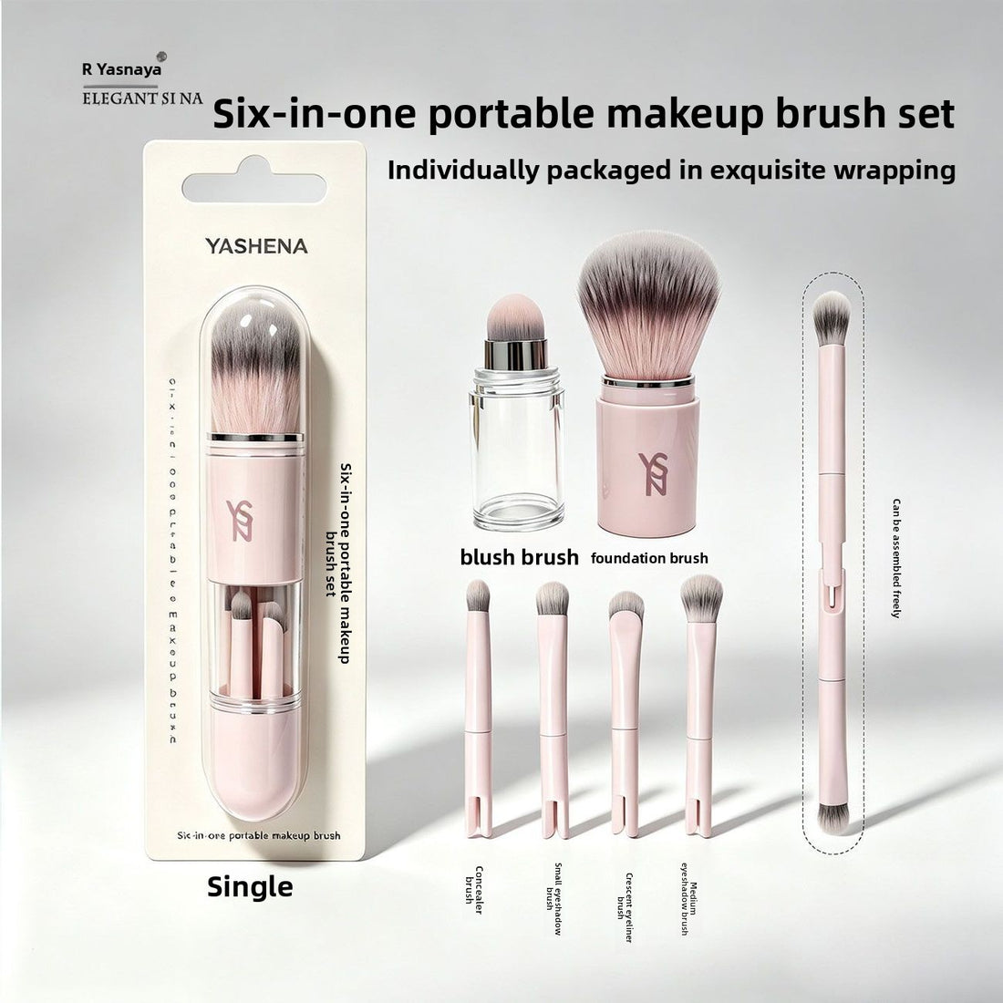 Portable soft makeup brush set