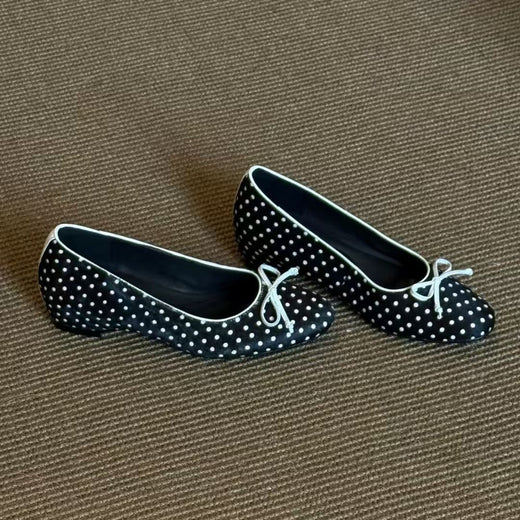 Polka Dot Bow Mary Jane Flat Shoes