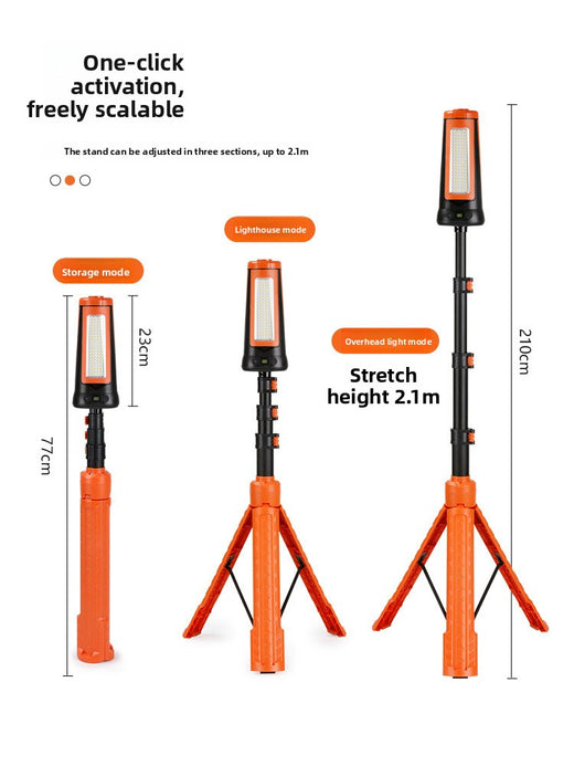 Camping lamp with a stand and lift function