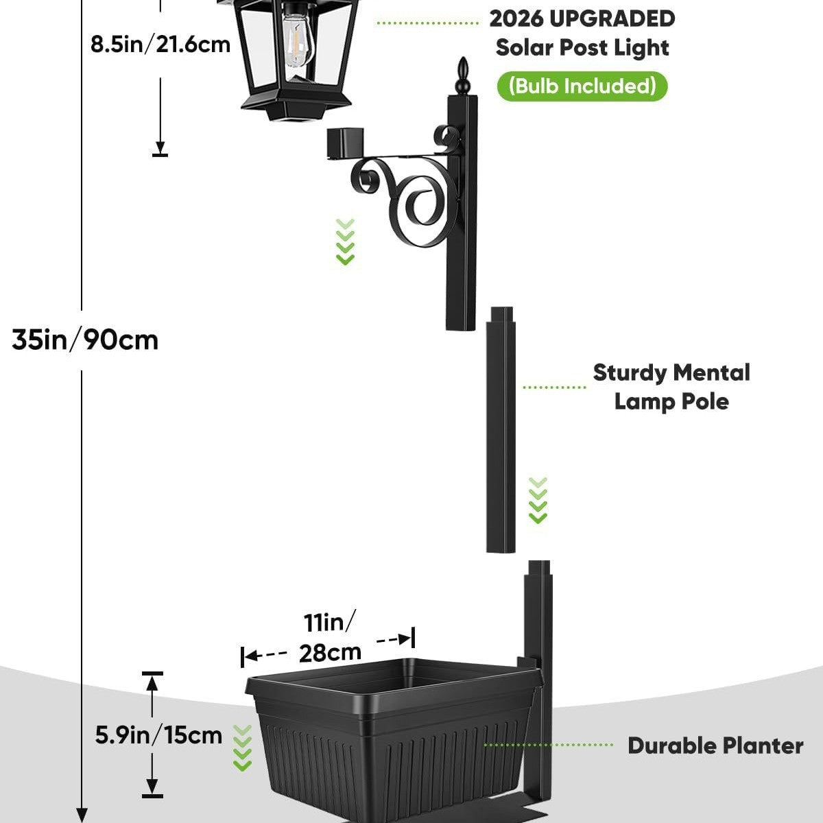 Solar Powered Outdoor Flower Pot Floor Lamp