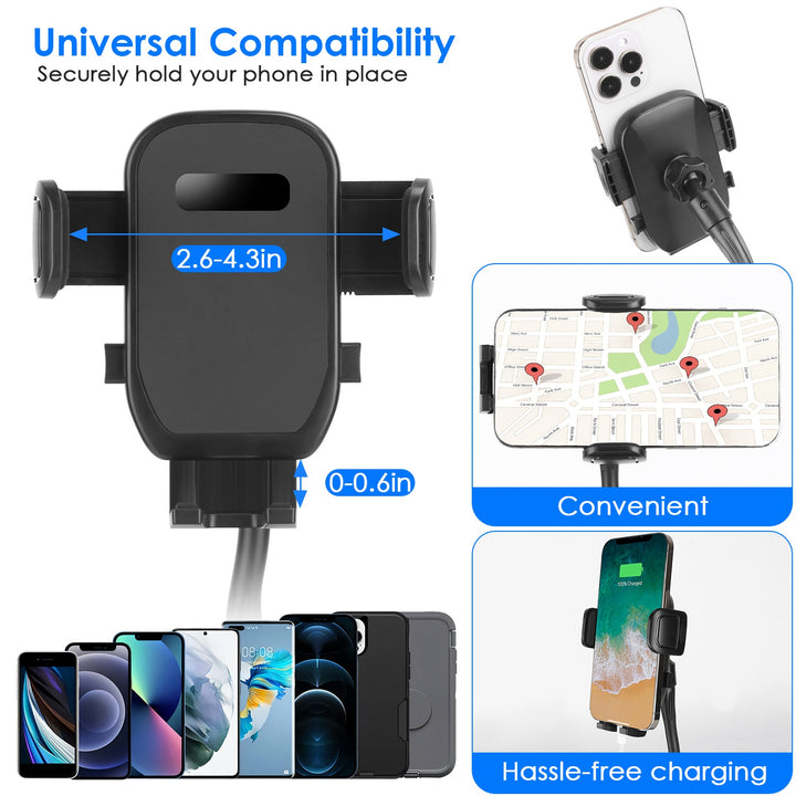 Cup holder phone mount, phone cradle clamp detail