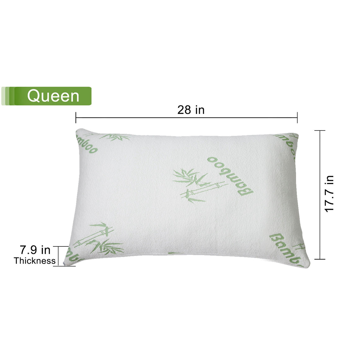 Queen pillow size chart 28 x 17.7 x 7.9 inches