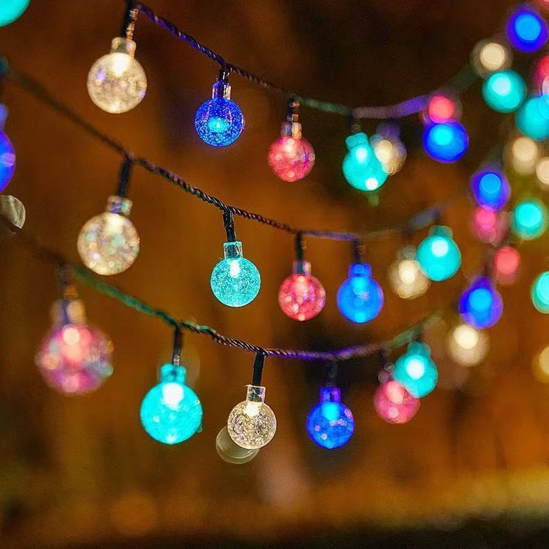 LED Solar Bubble Light String Outdoor Waterproof Crystal Ball Lights
